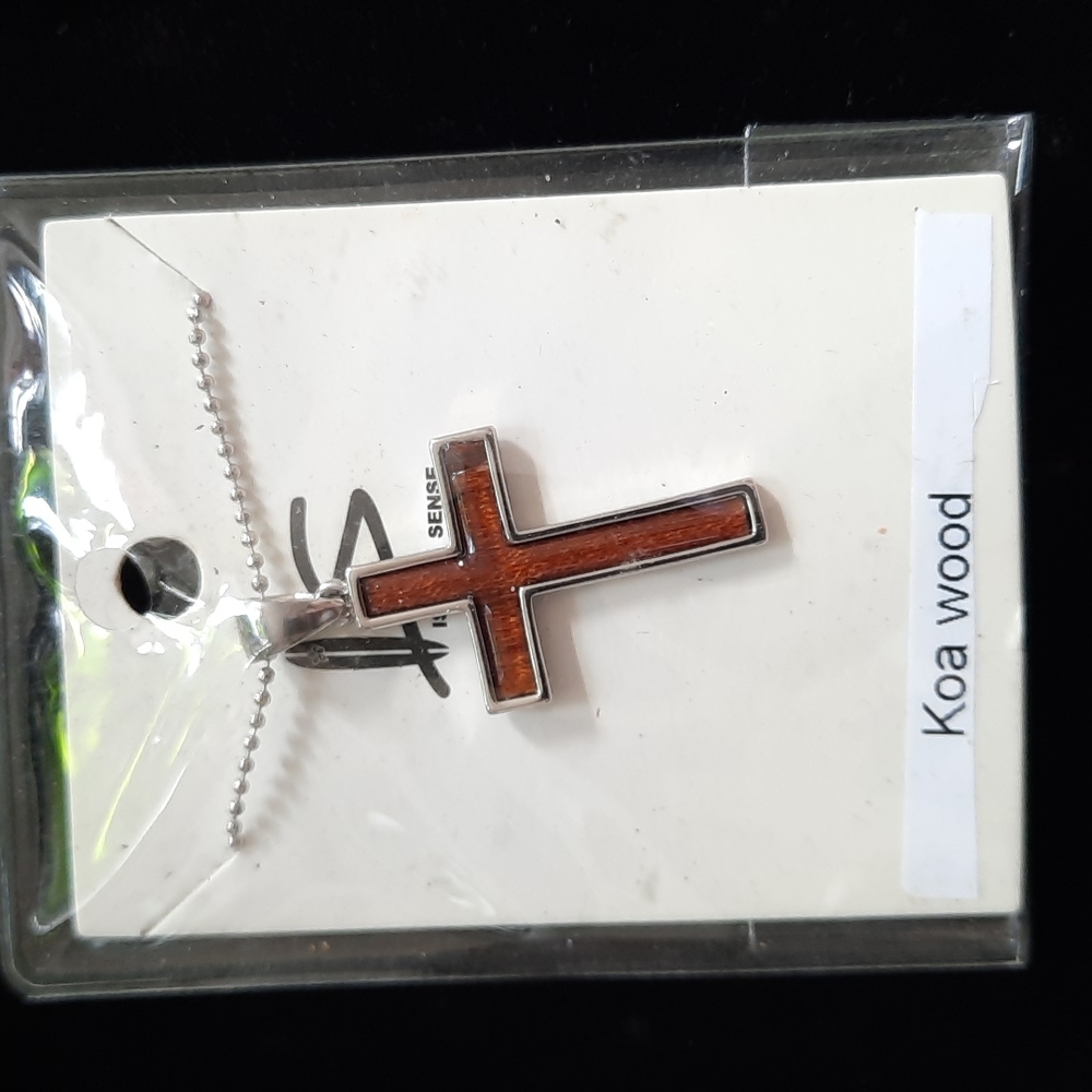 Hawaii Koa wood cross pendant